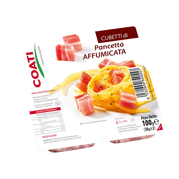 PANCETTA CUBETTI AFFUMICATA 2 PZ DA 70 GR