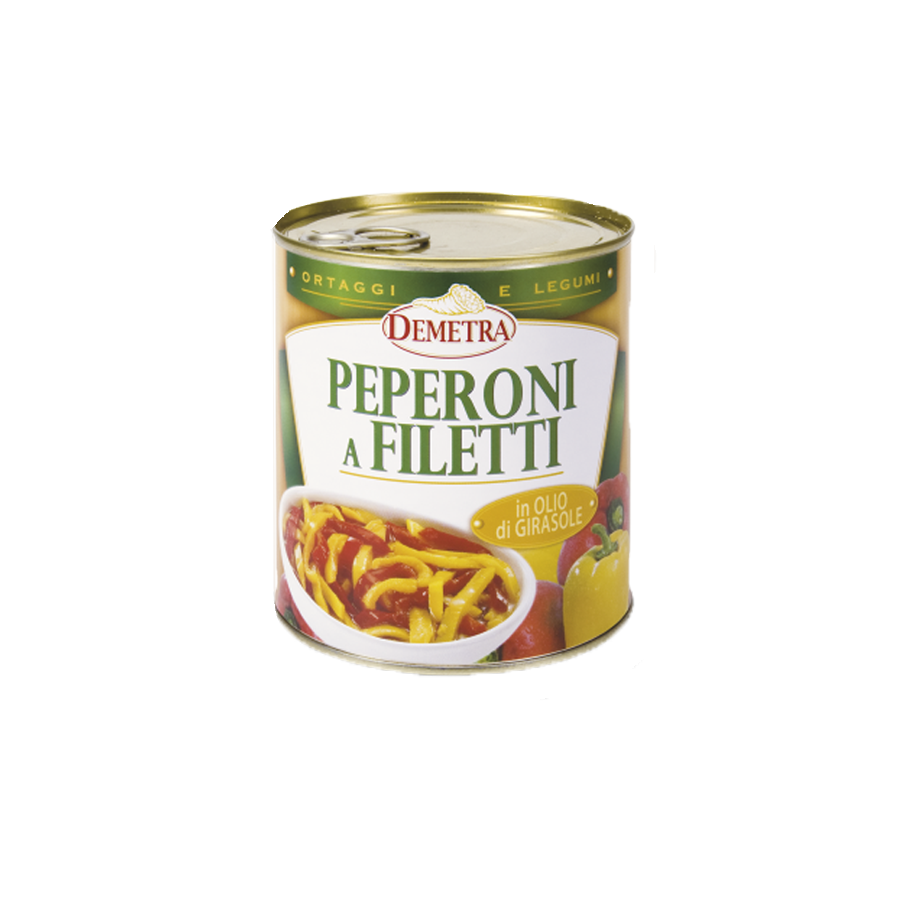 PEPERONI FILETTI IN OLIO DI GIRASOLE IN LATTA DA 750 GR DEMETRA